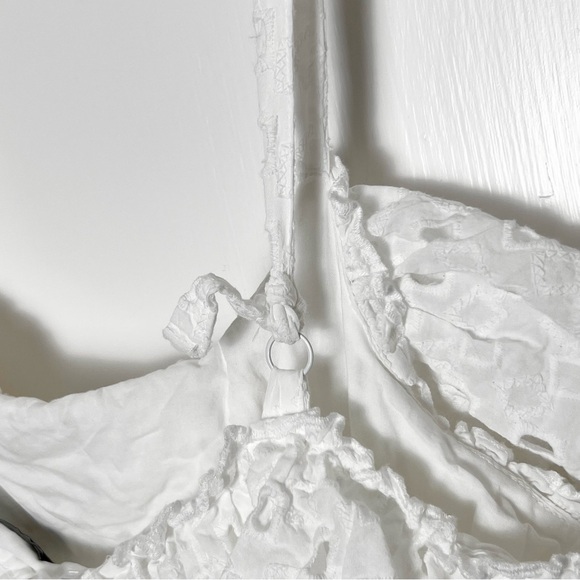 SLATE & WILLOW Cotton Eyelet Smocked Waist Sleeveless Tiered Ruffle Midi Dress M - Picture 9 of 9